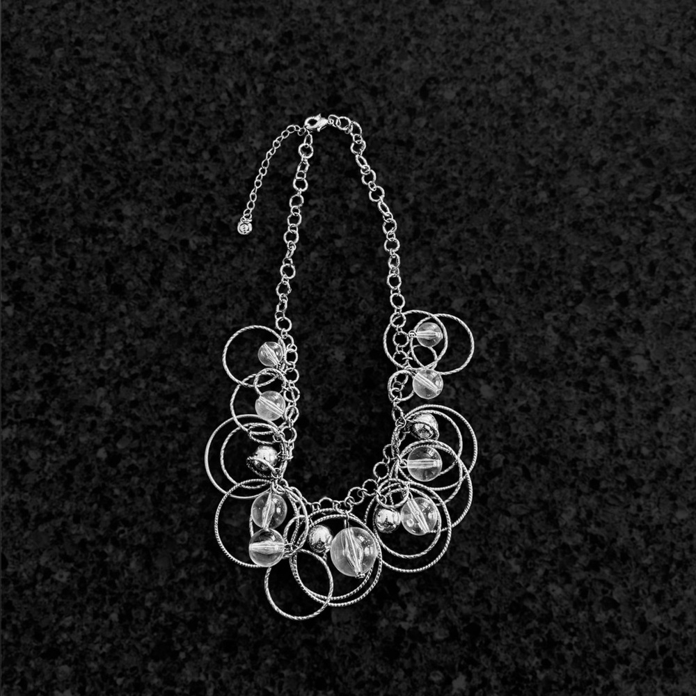 Elegant Silver Necklace with Clear Accents Like NEW